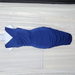 Express Royal Blue V-Neck Sleeveless Bodycon Wiggle Dress SzXS
